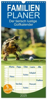 Familienplaner 2025 - Der tierisch lustige Golfkalender mit 5 Spalten (Wandkalender, 21 x 45 cm) CALVENDO