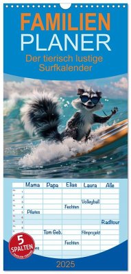 Familienplaner 2025 - Der tierisch lustige Surfkalender mit 5 Spalten (Wandkalender, 21 x 45 cm) CALVENDO