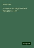 Verzeichniß Stolbergsche Gärten Wernigderode 1880