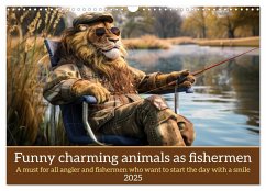 Funny charming animals as fishermen (Wall Calendar 2025 DIN A3 landscape), CALVENDO 12 Month Wall Calendar - Ruebsamen, Peter