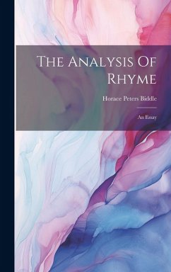 Cover The Analysis Of Rhyme: An Essay