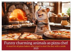 Funny charming animals as pizza chef (Wall Calendar 2025 DIN A3 landscape), CALVENDO 12 Month Wall Calendar - Ruebsamen, Peter