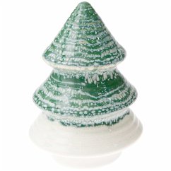 Cover Tannenbaum Porzellan grün-weiß 15,5x10,8x10,8cm
