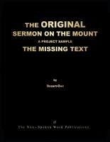 THE ORIGINAL SERMON ON THE MOUNT A PROJECT SAMPLE THE MISSING TEXT [Colour Format] - Dezert-Owl, A Micah Hill