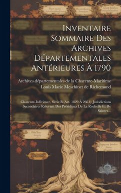 Cover Inventaire Sommaire Des Archives Départementales Antérieures À 1790