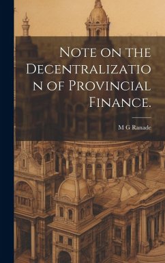 Cover Note on the Decentralization of Provincial Finance.