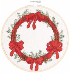 Cover Stickpackung Gezählter Kreuzstich, Bild Kranz mit Schleifen, Ø 20 cm