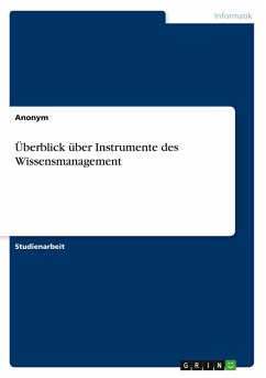 Überblick über Instrumente des Wissensmanagement Überblick über Instrumente des Wissensmanagement