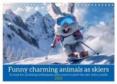 Funny charming animals as skiers (Wall Calendar 2025 DIN A4 landscape), CALVENDO 12 Month Wall Calendar - Ruebsamen, Peter