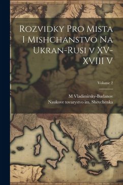 Cover Rozvidky pro mista i mishchanstvo na Ukran-rusi v XV-XVIII v; Volume 2