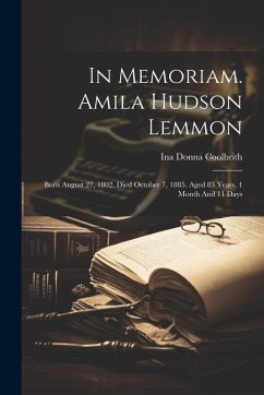 Cover In Memoriam. Amila Hudson Lemmon