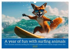 A year of fun with surfing animals (Wall Calendar 2025 DIN A3 landscape), CALVENDO 12 Month Wall Calendar