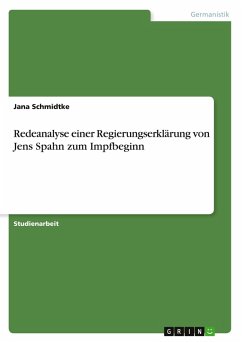 Cover Redeanalyse einer Regierungserklärung von Jens Spahn zum Impfbeginn