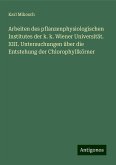 Arbeiten des pflanzenphysiologischen Institutes der k. k. Wiener Universität. XIII. Untersuchungen über die Entstehung der Chlorophyllkörner