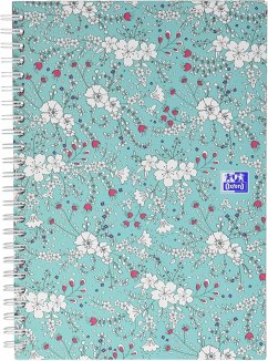 Cover Oxford GO Floral Spiralbuch A5, kariert 5x5 mm, Softcover mit Soft Touch Finish, weiße Doppelspirale, 60 Blatt, Optik Paper, SCRIBZEE-kompatibel, 1 Stück sortiert