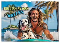 Bellen in den Wellen - Badespaß mit Hund (Wandkalender 2025 DIN A2 quer), CALVENDO Monatskalender