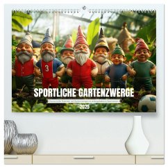 Sportliche Gartenzwerge (hochwertiger Premium Wandkalender 2025 DIN A2 quer), Kunstdruck in Hochglanz