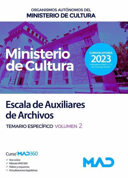 Escala de auxiliares de archivos de organismos autónomos del Ministerio de Cultura : tTemario específico Escala de auxiliares de archivos de organismos autónomos del Ministerio de Cultura : tTemario específico