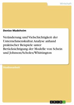 Veränderung und Vielschichtigkeit der Unternehmenskultur. Analyse anhand praktischer Beispiele unter Berücksichtigung der Modelle von Schein und Johnson/Scholes/Whittington