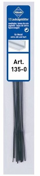 PEBARO 135-0 - Laubsägeblätter für Metall, gehärtet, Extra zäh und hart, Stärke 0, fein, 12 Stück