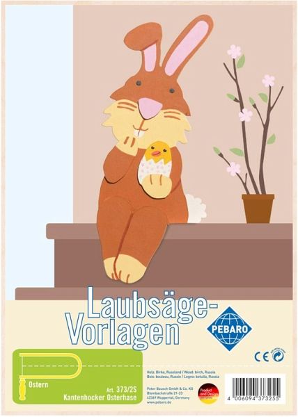 PEBARO 373/2S - Laubsägevorlage Kantenhocker Osterhase, 1 Platte, Größe DIN A4 PEBARO 373/2S - Laubsägevorlage Kantenhocker Osterhase, 1 Platte, Größe DIN A4