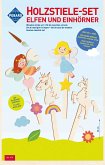 PEBARO 475 - Holzstiele-Set Elfen und Einhörner, 11-teilig, Laser cut Deko-Stecker, Bastelset