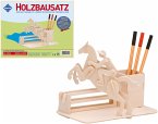 PEBARO 840/1 - Holzbausatz Stiftehalter Reiter, 25-teilig, Holzkonstruktion zum Zusammenstecken