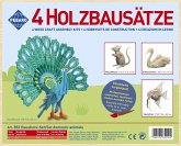 PEBARO 852 - Holzbausatz Haustier-Set, Pfau, Fisch, Maus, Schwan, 4 Holzkonstruktionen zum Zusammenstecken