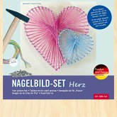 PEBARO NB6-SET - Nagelbild-Set Herz, Fadenbild 20x20cm, String Art Bastelset inkl. Garn, Hammer und Nägel