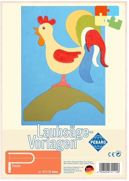 PEBARO 311/1S - Laubsägevorlage Hahn, 1 Platte, Größe DIN A4 PEBARO 311/1S - Laubsägevorlage Hahn, 1 Platte, Größe DIN A4