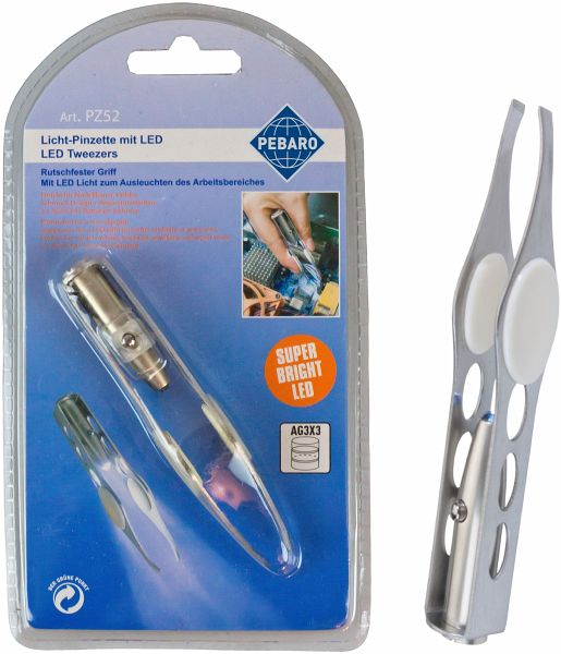 PEBARO PZ52 - Licht-Pinzette mit LED, 100mm, inkl. Batterien