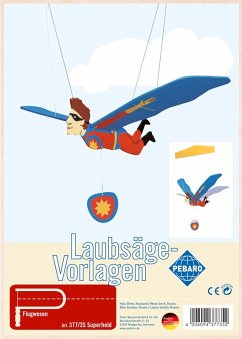 Cover PEBARO 377/3S - Laubsägevorlage Mobile Superheld, Superman, 2 Platten, Größe DIN A4
