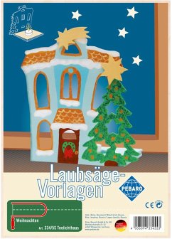 Cover PEBARO 334/5S - Laubsägevorlage Teelichthaus Weihnachten, 1 Platte, Größe DIN A4.