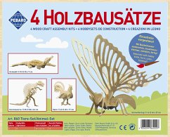 Cover PEBARO 860 - Holzbausatz Tier-Set, Hahn, Ouranosaurus, Krokodil, Schmetterling, 4 Holzkonstruktionen zum Zusammenstecken