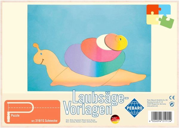 PEBARO 319/1S - Laubsägevorlage Schnecke, 1 Platte, Größe DIN A4 PEBARO 319/1S - Laubsägevorlage Schnecke, 1 Platte, Größe DIN A4