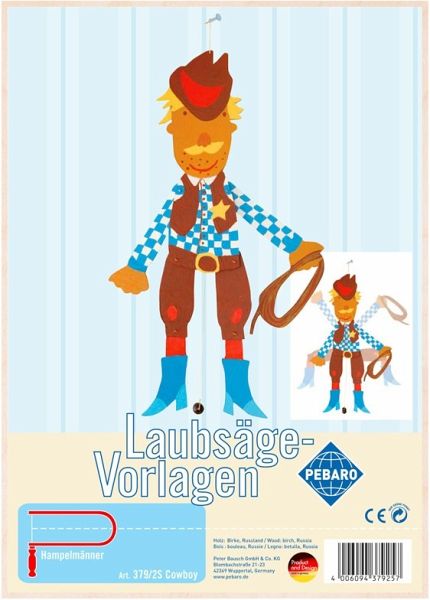 PEBARO 379/2S - Laubsägevorlage Cowboy, Hampelmann, 1 Platte, Größe DIN A4