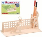 PEBARO 840/2 - Holzbausatz Stiftehalter Tennis, 18-teilig, Holzkonstruktion zum Zusammenstecken