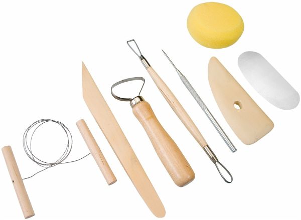 PEBARO TOE300 - Töpferset 8-teilig zum Modellieren, 8-teiliges Töpferset zum Modellieren.