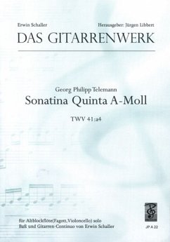 Cover Sonatina quinta a-Moll TWV41:A4 für Altblockflöte solo (Fagott/Violoncello) und Gitarrencontinuo 2 Stimmen