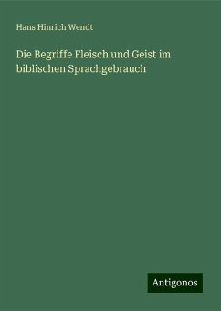 Die Begriffe Fleisch und Geist im biblischen Sprachgebrauch - Wendt, Hans Hinrich