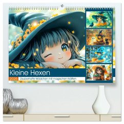 Kleine Hexen. Zauberhafte Mädchen mit magischen Kräften (hochwertiger Premium Wandkalender 2025 DIN A2 quer), Kunstdruck in Hochglanz