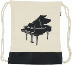 Cover Turnbeutel Klavier schwarz/silber canvas 44 x 37 cm mit 2 Kordeln zum Zuziehen