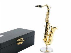 Cover Saxophon 12,5cm vergoldet mit Ständer und Geschenkbox