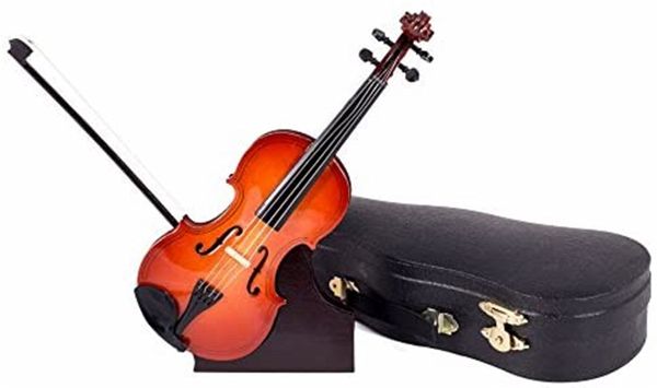 Violine 10cm mit Bogen, Standfuß und Geschenkbox