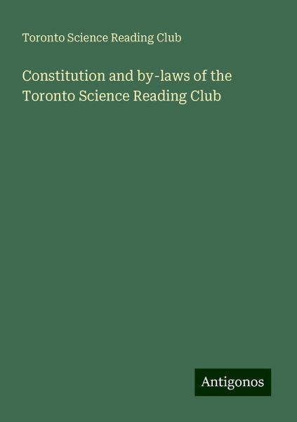 Constitution and by-laws of the Toronto Science Reading Club