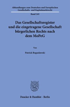 Cover Das Gesellschaftsregister und die eingetragene Gesellschaft bürgerlichen Rechts nach dem MoPeG