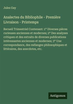 Cover Analectes du Bibliophile - Première Livraison - Printemps