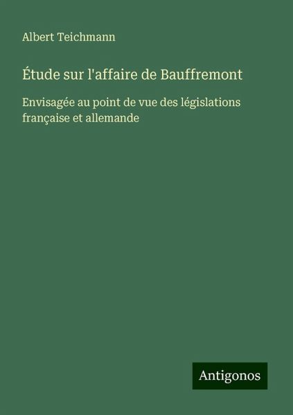 Étude sur l'affaire de Bauffremont Étude sur l'affaire de Bauffremont