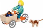 Lastenfarhrrad mit 2 Biegepuppen und Hund