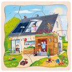 Goki 57322 - Schichtenpuzzle Wir bauen ein Haus, 3 Schichten, 35-teilig, Holz